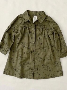 Baby Girl Khaki Floral Print Green Dress